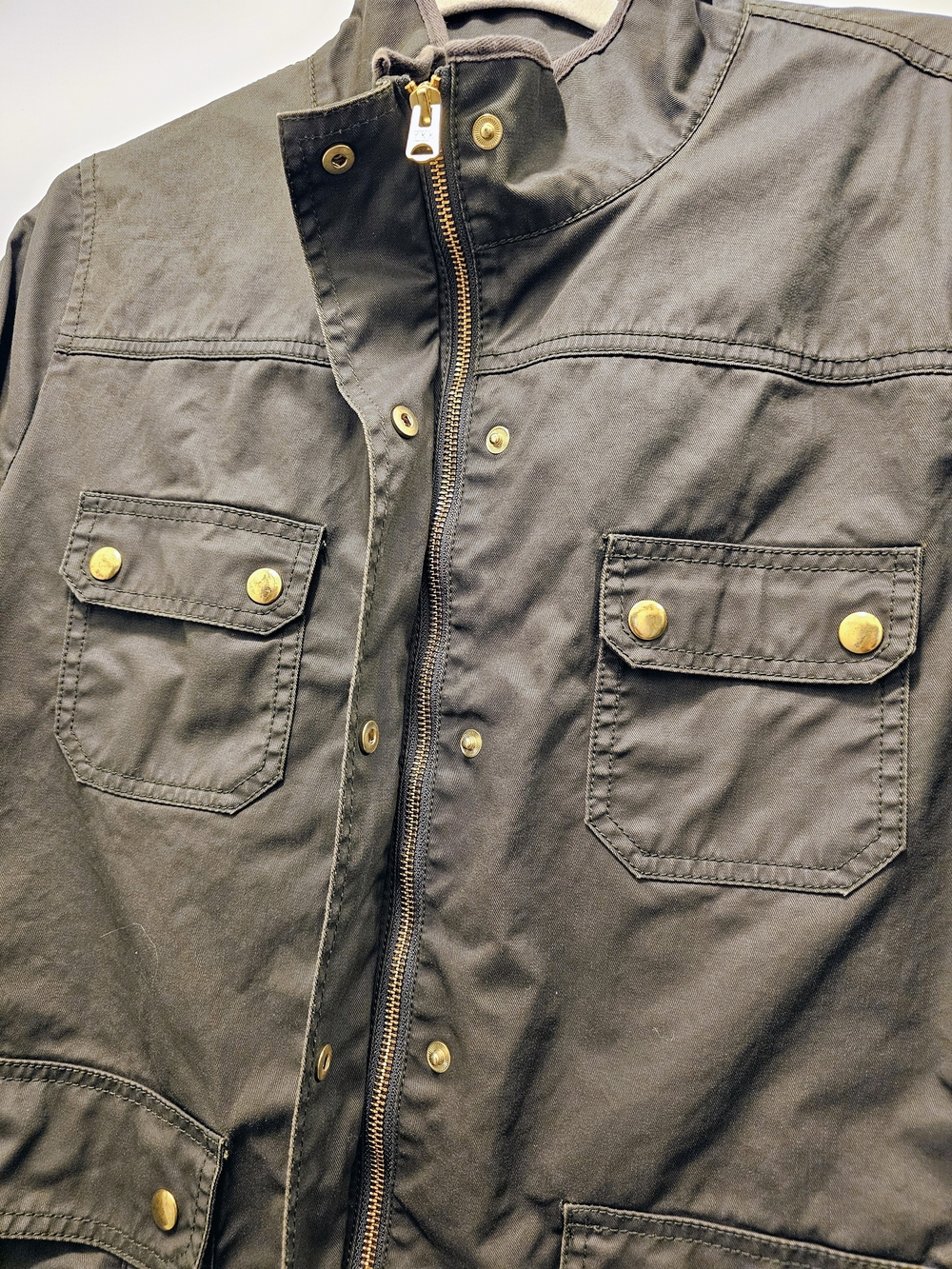 J.Crew Downtown Field Jacket XL Olive Green Utility Barn Coat 100% Cotton - Picture 5 of 9